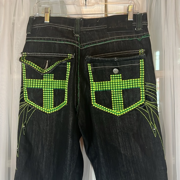 ablanche baggy Skater Y2K Embroidered jeans Men’s Size 34” Inseam 28” and 16W - Picture 5 of 12